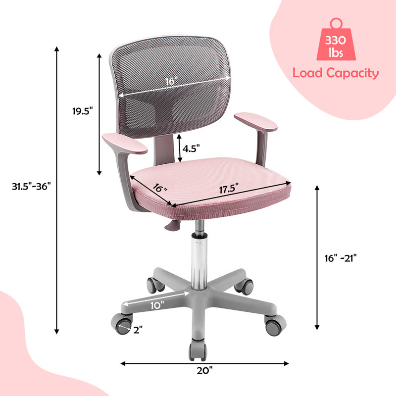 Kondo 21 in. Plastic Desk or Activity Chair Kids Desk / Activity Chair, Pink