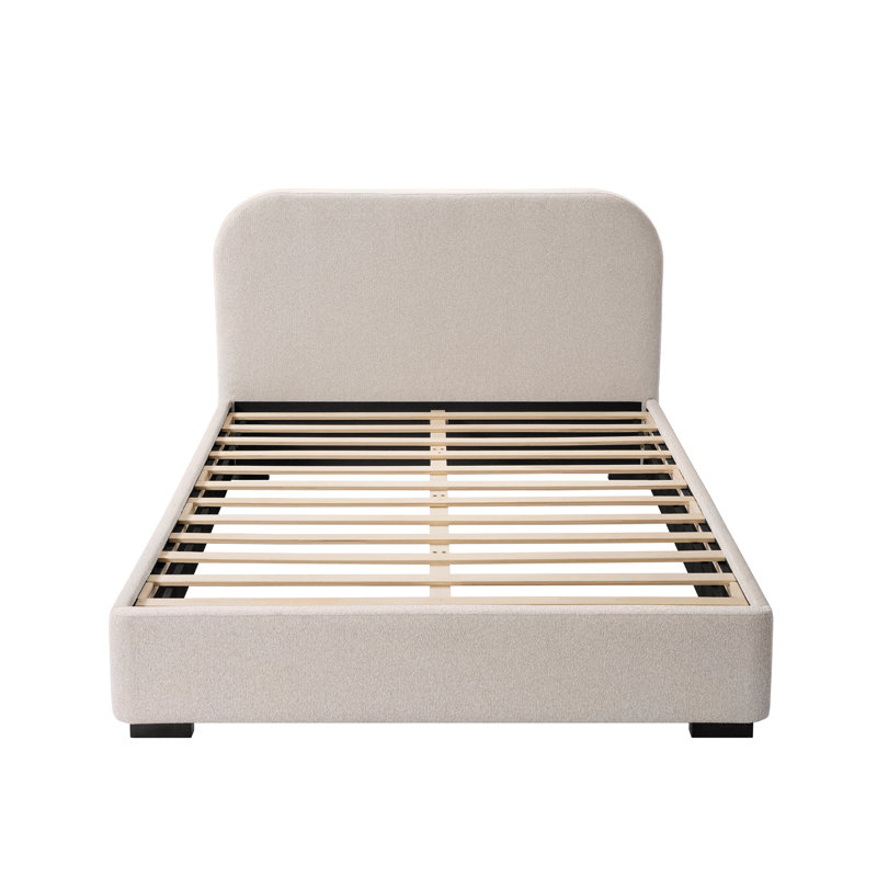 Reigen Platform Bed, Queen, Beige Boucle