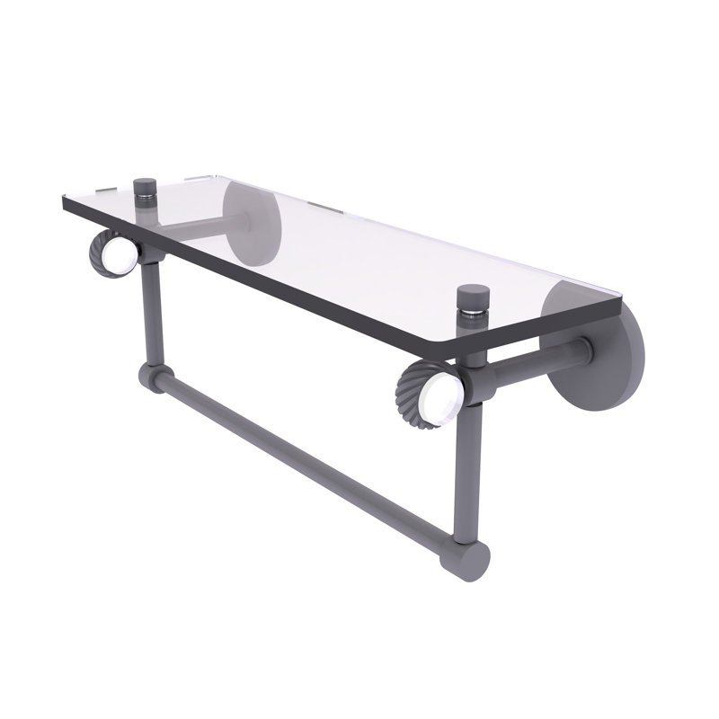 Margolis Bracket Shelf with Towel Bar, 6.2" H x 16" W x 5.65" D, Matte Gray