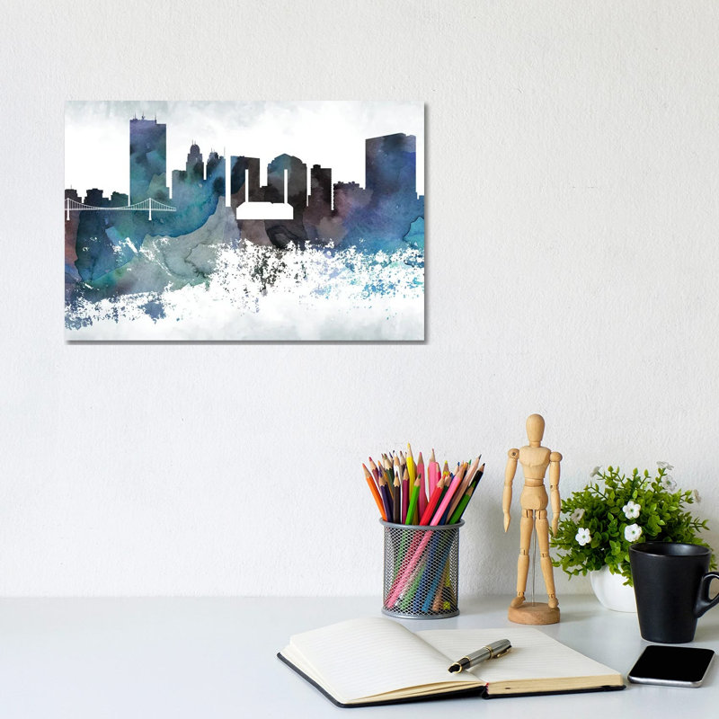 Toledo Bluish Skyline by WallDecorAddict - Wrapped Canvas Painting, 20.32 cm H x 30.48 cm W