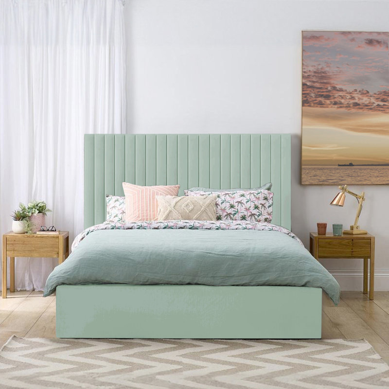 Leopoldine Upholstered Bed, Double (4'6), Duck Egg