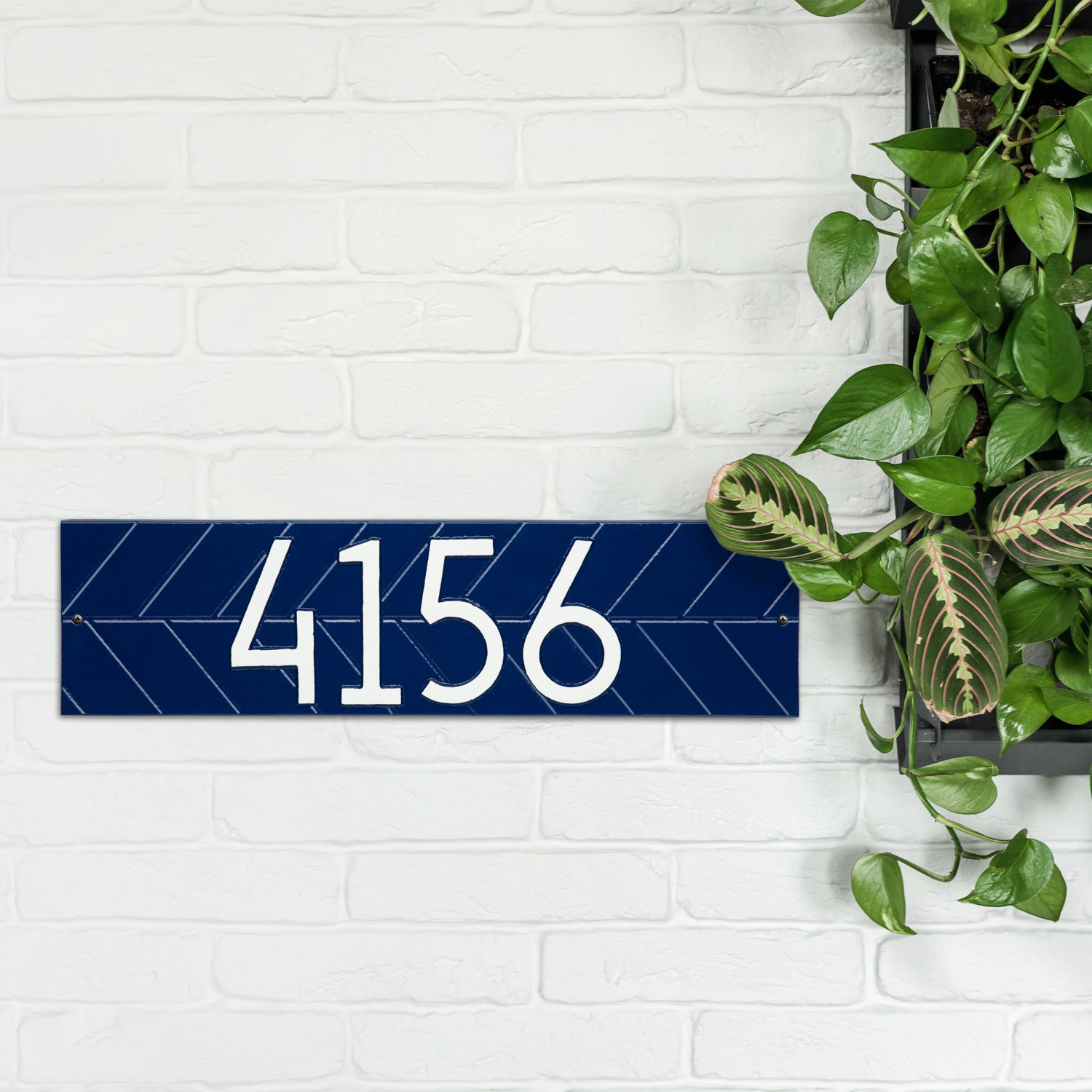 Mid-Century Modern Wall Plaque, Dark Blue/White, Yes