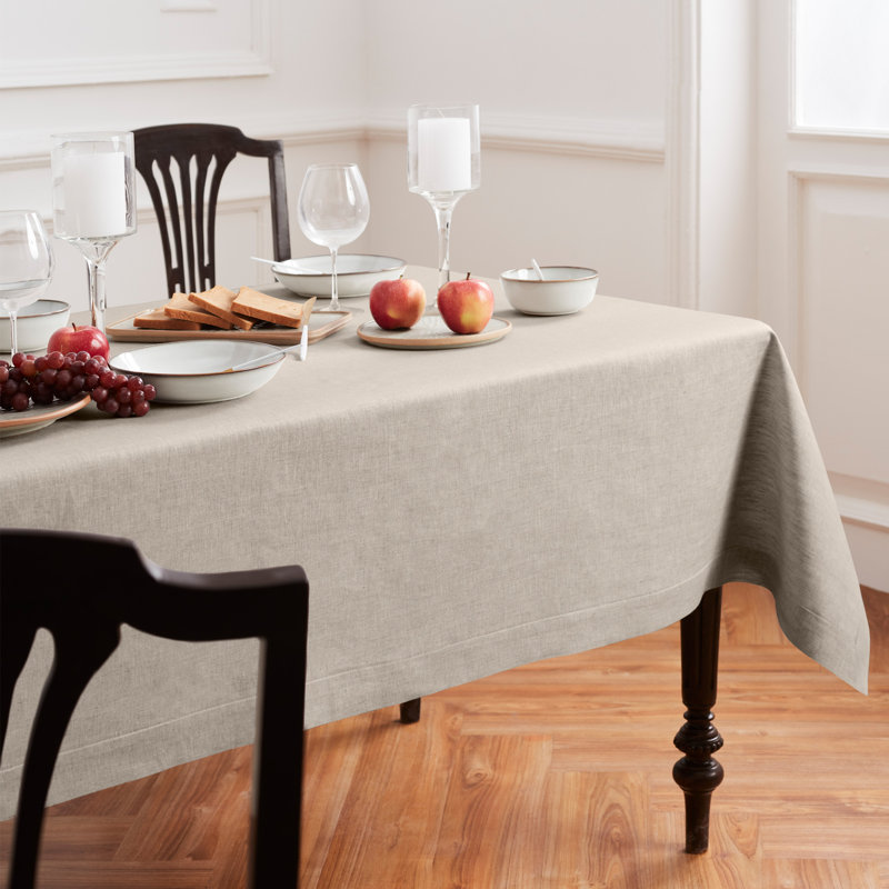 Diana - 100% Pure Linen Tablecloth, 120" L x 60" W, Light Natural, Solid Color
