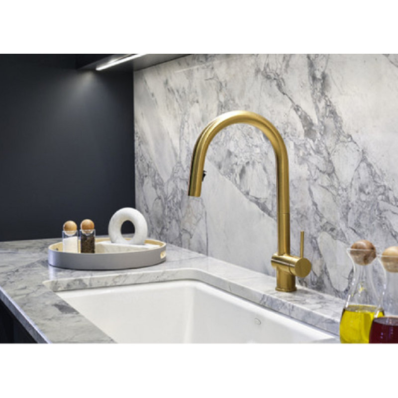 Azure Pull-Out Kitchen Mixer, Brushed Gold