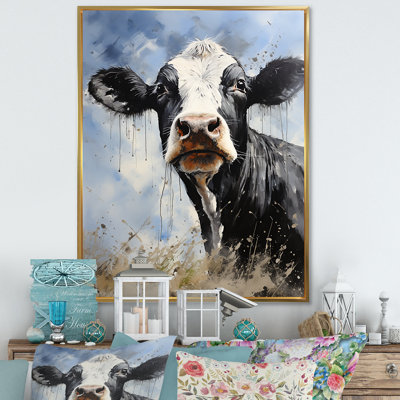 «Minimalisme noir et blanc vache II», reproduction sur toile