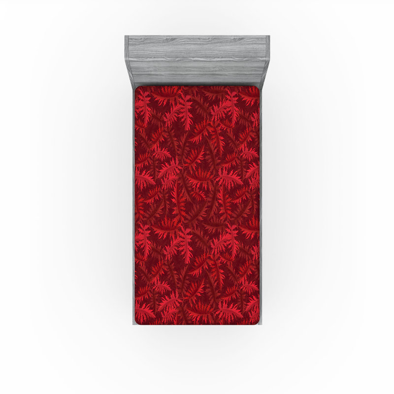 Drap-housse Ambesonne, Drap-housse de taille simple, Corail foncé, framboise / floral