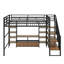 Lit mezzanine double en métal avec escalier, table et tablettes-690083809