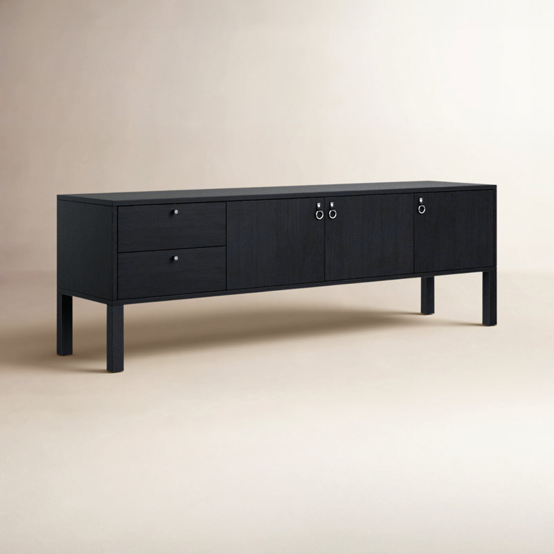 Isador Solid Wood Media Console, Black Wash Poplar