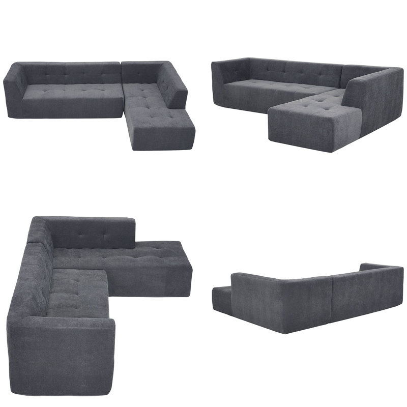 Canapé modulaire 2 pièces Kernisha, Chenille gris foncé
