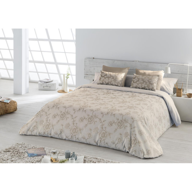 Cotton Blend No Pattern Duvet Cover Set with Pillowcases, Double Duvet Cover + 2 Pillowcases (45 x 67.5), Gold