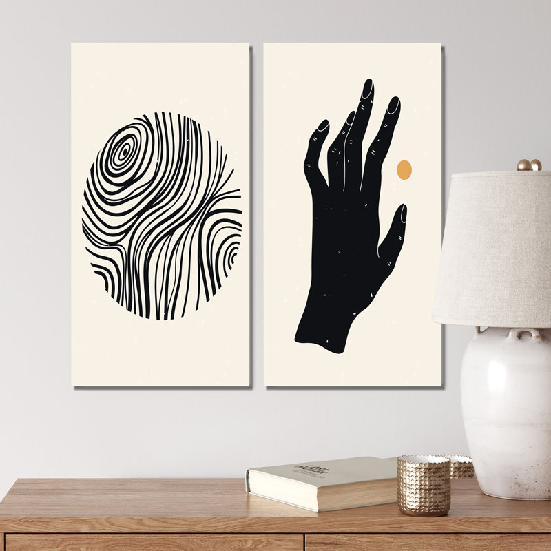 «Minimalistic Mon monochrome Illustration I», ensemble de 2 impressions, Toile tendue, H 32 po x l 32 po x P 1 po