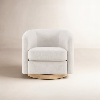 Becki Owens for Joss & Main Upholstered Swivel Armchair with Wood Base