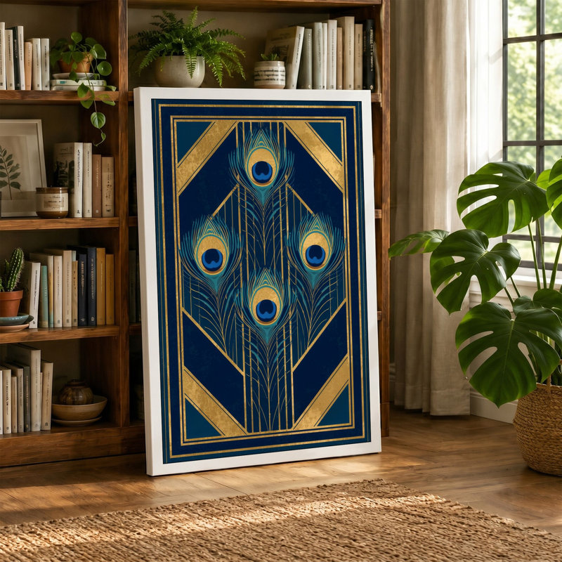 Golden Circles Art Deco - Wrapped Canvas, 24x16 - 61.0 x 40.6 cm, Cream Border