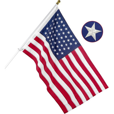 Drapeau des États-Unis 4 x 6 pi robuste - avec étoiles brodées, rayures à double couture, œillets en laiton antirouille, résistant aux rayons UV et à la décoloration pour la cour, le jardin et le poteau