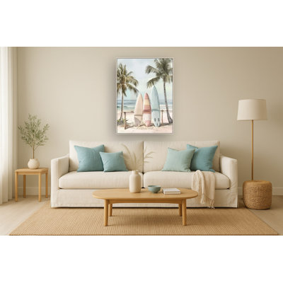 Surfside Canvas Wall Art - 32" x 48" - Light Beige Frame