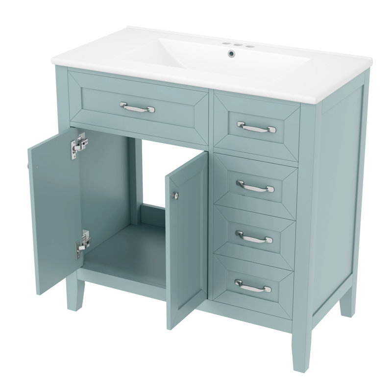 36 Inch Bathroom Vanity With Sink Combo, Green