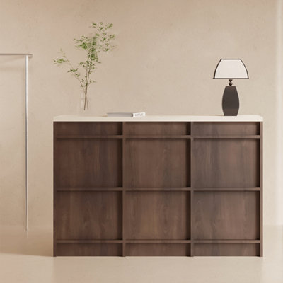 Brown+White Standard Solid Reception Desk