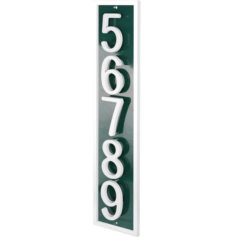 Plaque d'adresse flottante en aluminium Royal Shade, Vert, Blanc, Oui