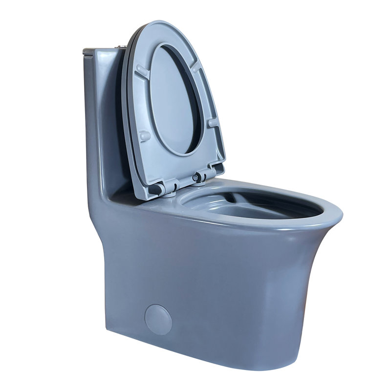 Toilette allongée une pièce à double chasse Yingze, gris mat, toilette à économie d'eau 1,1 / 1,6 GPF (moyenne 1,28 GPF) avec siège à fermeture rapide, hauteur standard 16,5 po, système de chasse à double cyclone