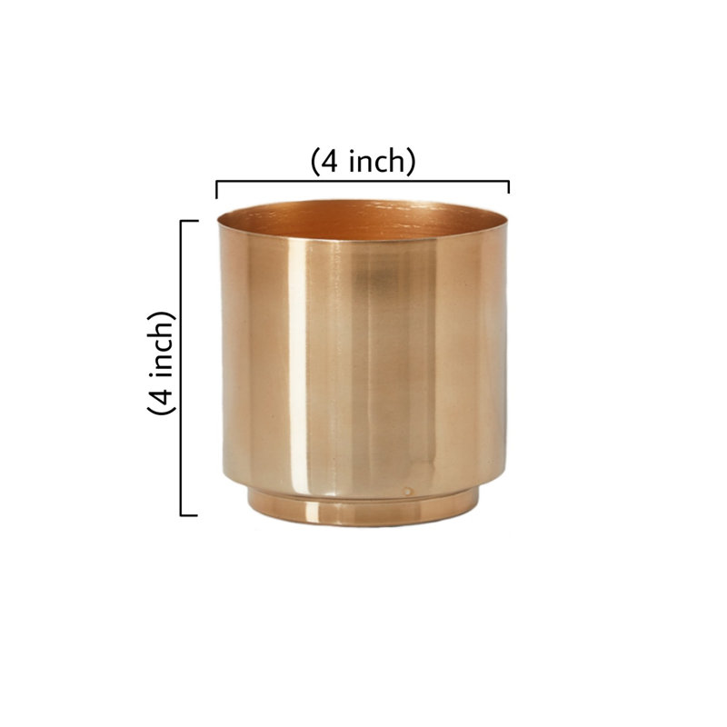 Vase Serene Spaces Living cylindrique à finition dorée brillante, petit piédestal doré, idéal pour une table de mariage, une table à manger, un bureau, des comptoirs, mesure 4 po de diamètre et 4 po de hauteur
