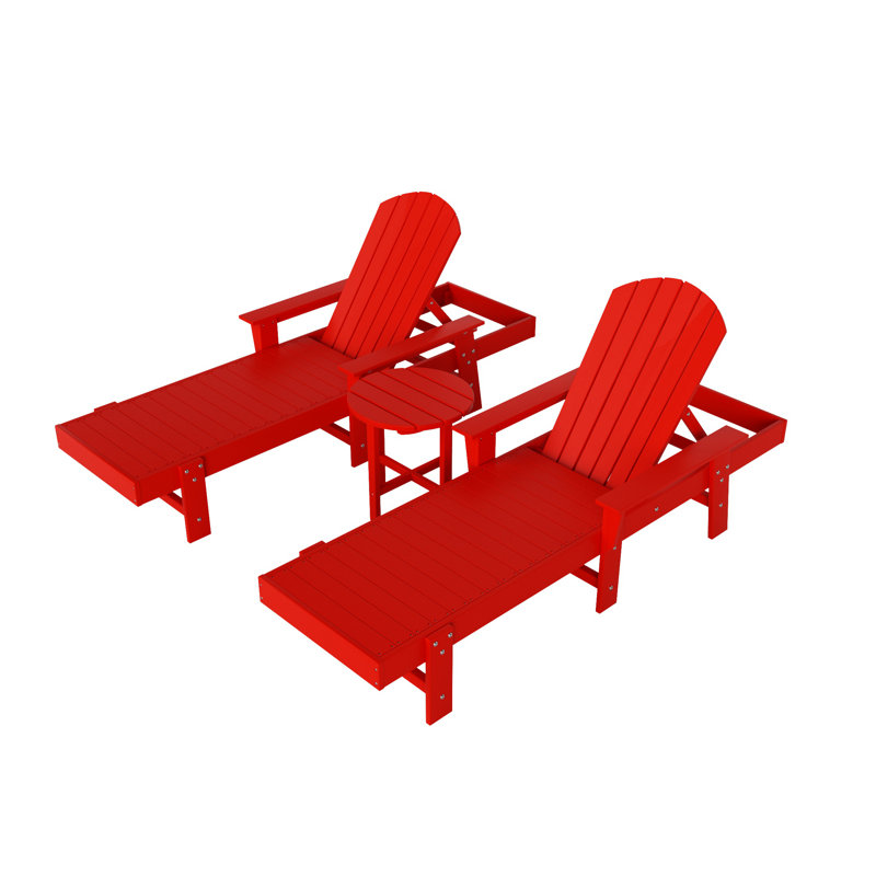 Altura Outdoor Chaise Lounge with Table, Red