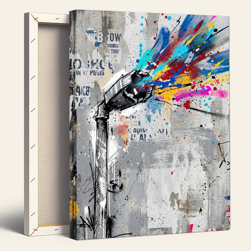 Ensemble de 1 tableau sur toile d'art urbain, 40"H x 28"W, Toile tendue
