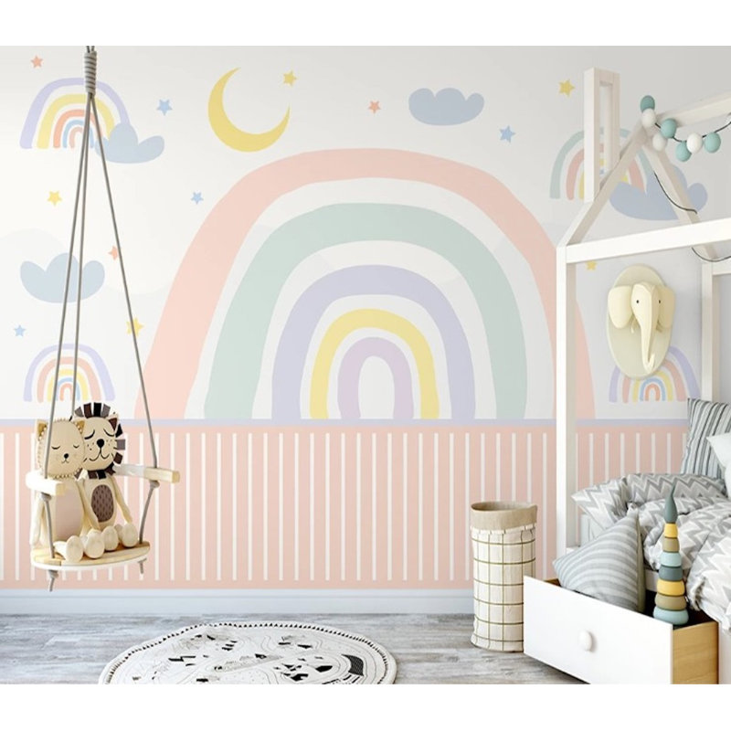 Papier peint amovible étoiles avec arc-en-ciel, L 9 po x l 15 po