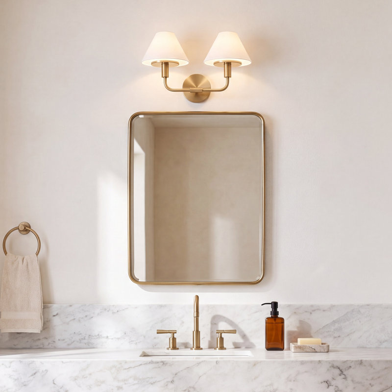 Kristin Medium Sconce from Generation Lighting , 2 Lights, Satin Brass, 11" H x 18" W x 8.875" D