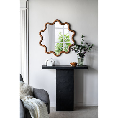 Miroir 30,43 po x 31,39 po en bois avec cadre percutant, salon, chambre à coucher et vestibule 31,2 po d'apparence remarquable
