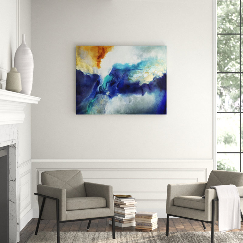 Softly Falling Print by Jennifer Hollack Raboin, Silver Frame Canvas, 31" H x 40" W x 2.25" D