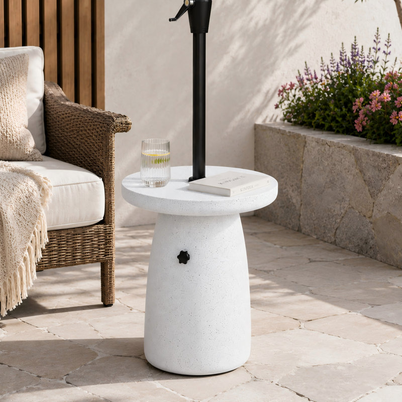 Table d'appoint à base de parasol MGO, H 22 po x l 17,75 po x P 17,75 po