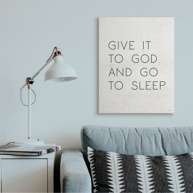 «Donner à Dieu et aller dormir» par LUX + Me Designs - impression d'art textuel, H 40 po x l 30 po x 1,5 po, Toile tendue