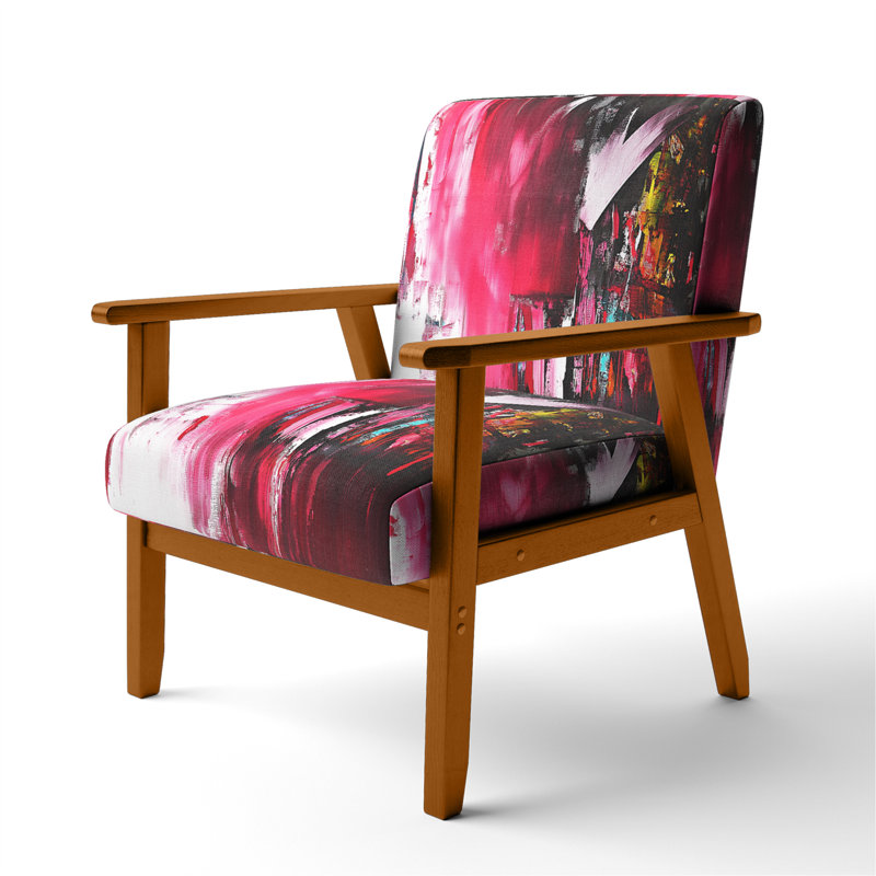 Nicosha 23'' Wide Armchair, Red Velvet, Brown Square Arms