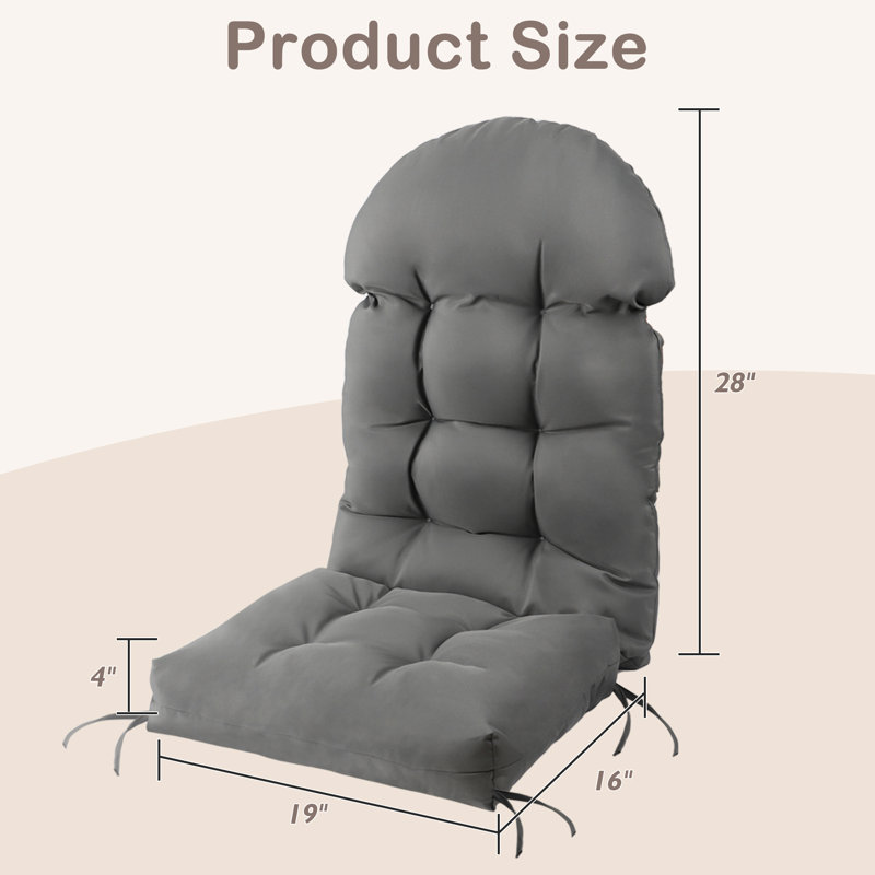 Coussin de siège et de dossier Adirondack pour l'extérieur, 4 pièces, Gris, Ensemble de 2, polyester