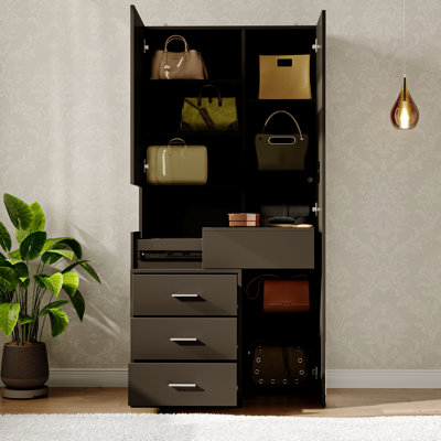 Armoire-penderie à 3 tiroirs H 63 po avec miroir à DEL réglable Wakeham