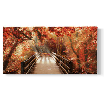 Pont d'automne - Toile tendue avec châssis encadré - Prêt à être accroché