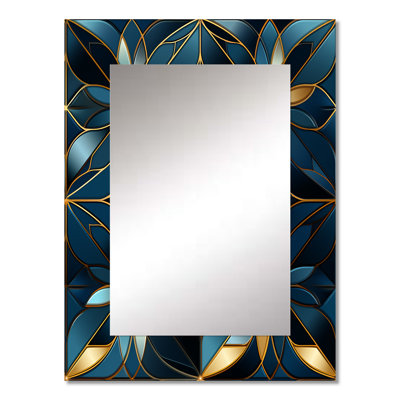 Blue Quantum Mosaic Vision Geometric - Geometric  Decorative Mirror, Modern Wall Mirror, Printed Metal Art