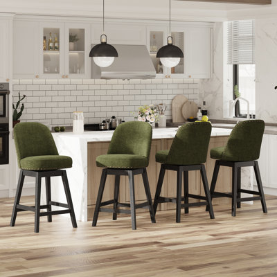 Tabouret de bar pivotant vintage avec pieds en bois massif