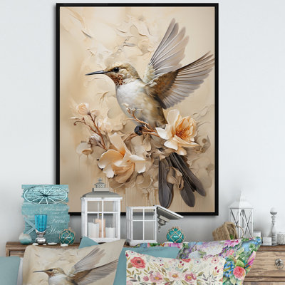 Colibri floral flottant I - Art mural colibri pour le salon