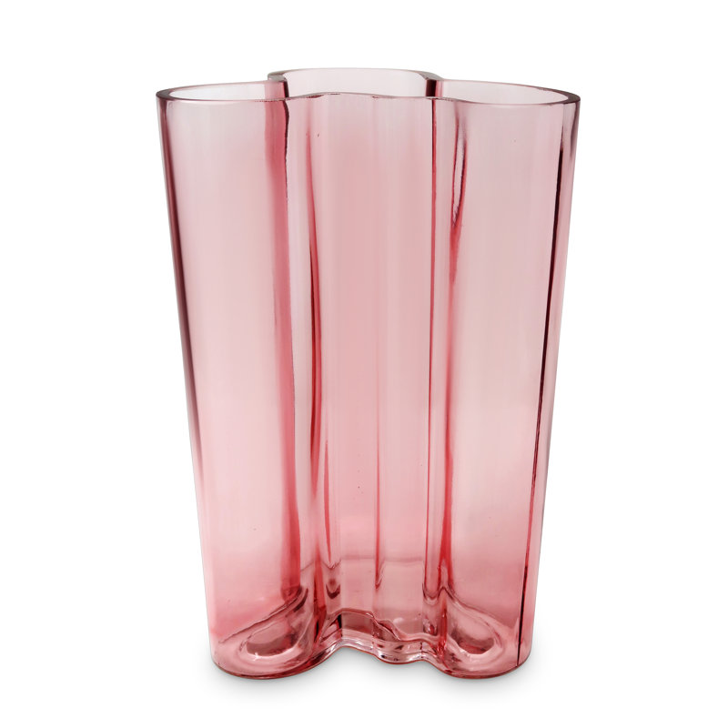 Tinted Curved Vase, 9.80" H x 5.50" W x 6.50" D, Pink