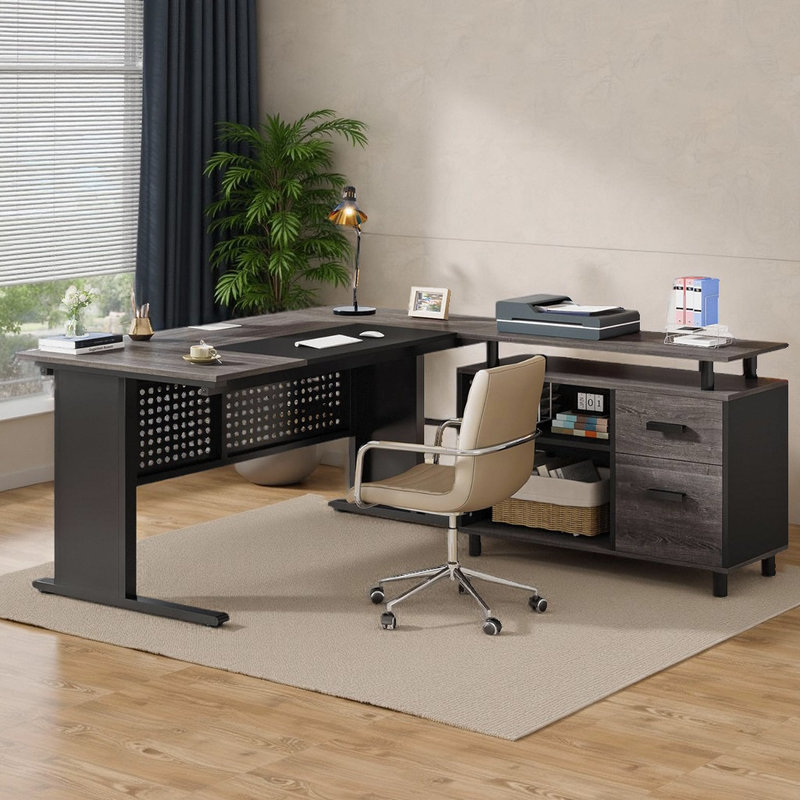 Bureau d'écriture en L 63 po, Gris