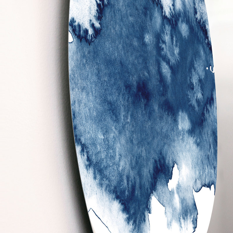 Abstrait bleu classique II - Cercle moderne en métal, art mural, null