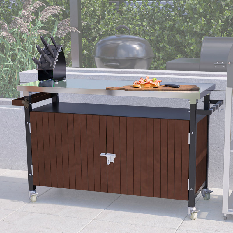 Outdoor Grill Cart With Stainless Steel Tabletop