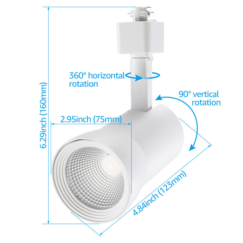Têtes d'éclairage 10 W à DEL à intensité variable, compatibles avec un rail d'éclairage H à circuit unique, blanc, 3000 K