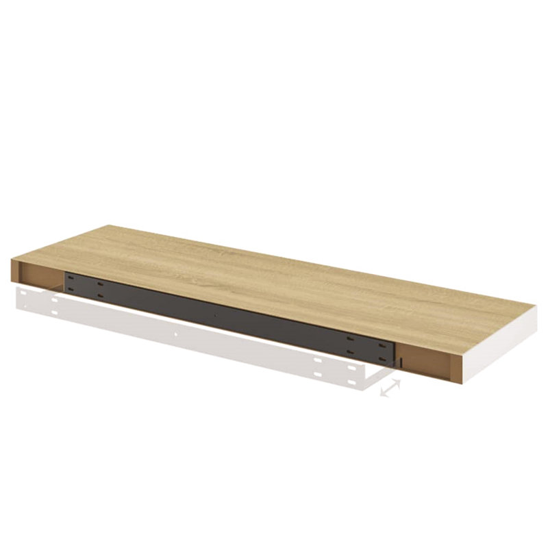 Bridgeville 2 Piece Floating Shelf, 3.8 cm H x 80 cm W x 23.5 cm D, Brown