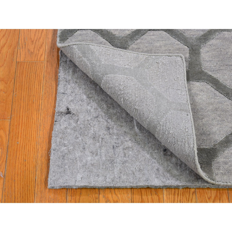 Tapis oriental gris clair en laine et en soie noué à la main 2 pi x 3 pi A7139ADDE8414CE192152AC6AA9392FB