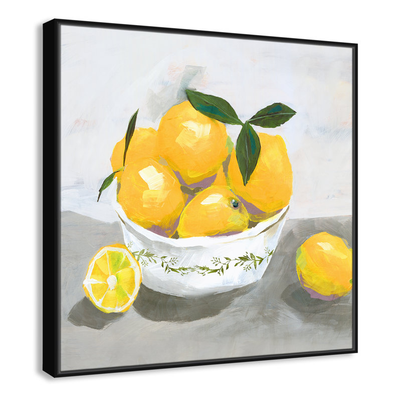 Hayons Lemons par Isabelle Z - reproduction, Toile avec cadre noir, H 37,5 po x l 37,5 po x P 2 po