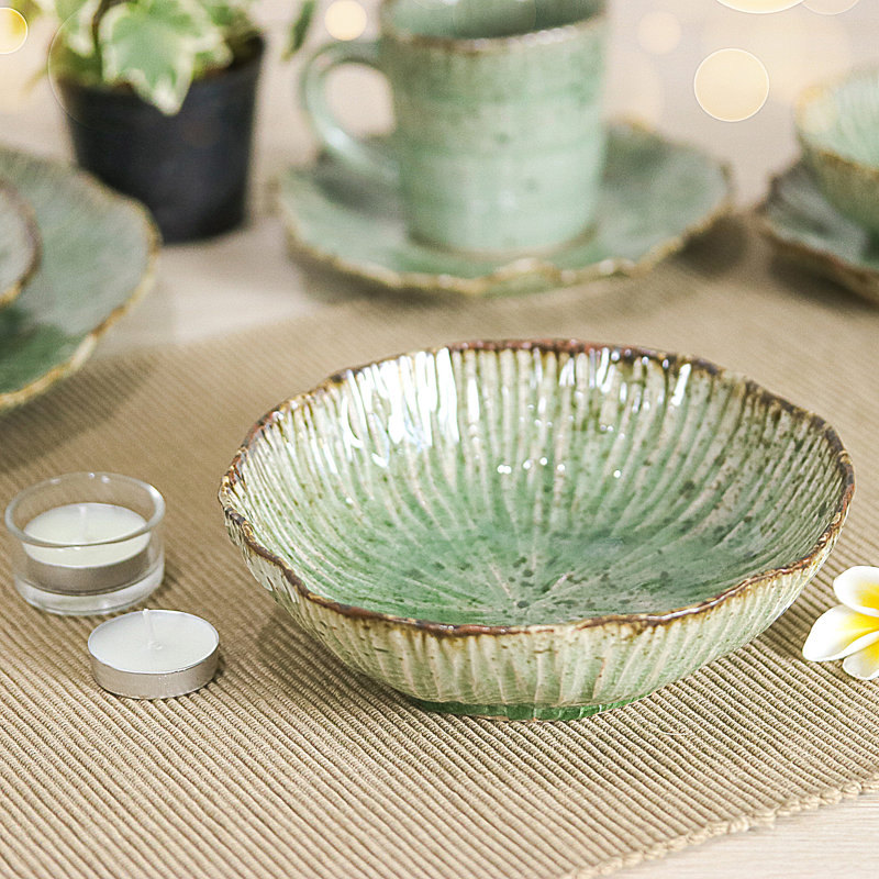 Bungalow Rose Handmade Lotus Table Celadon Ceramic Bowl