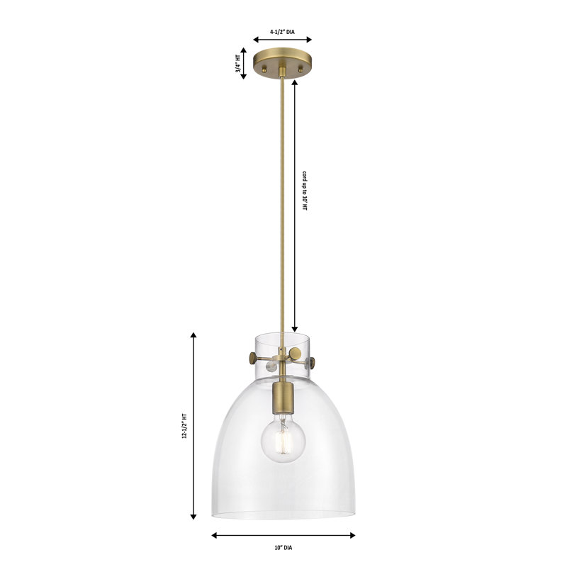 Luminaire suspendu à 1 lumière Badgett, Laiton brossé
