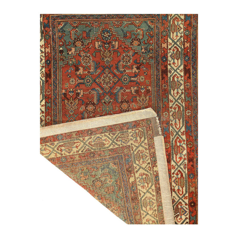Tapis rouille en laine noué à la main de conception unique 1900 pi 4 pi 9 po x 3 pi Celester